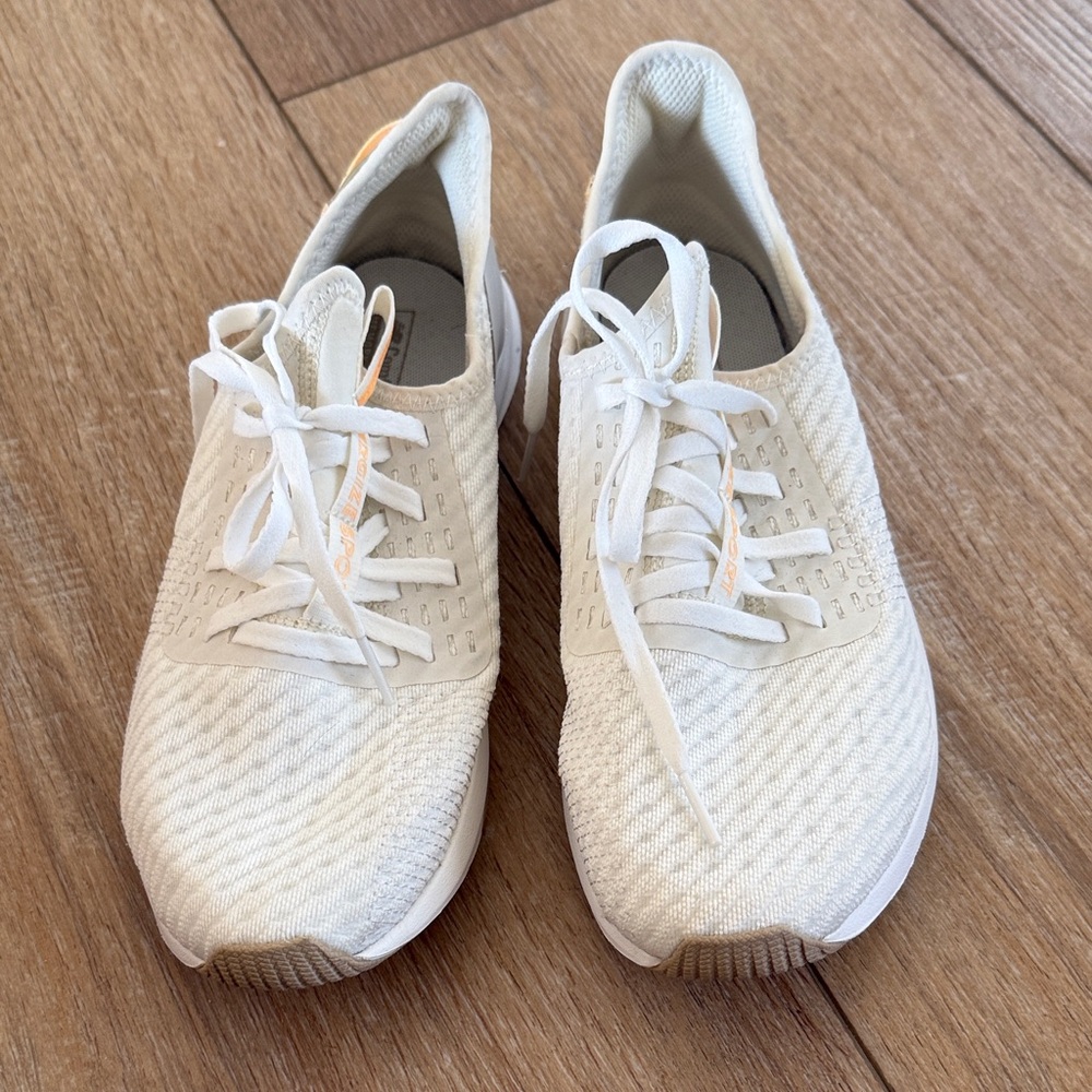 New Balance Women's Cream Knit Lace-Up Athletic Sneakers